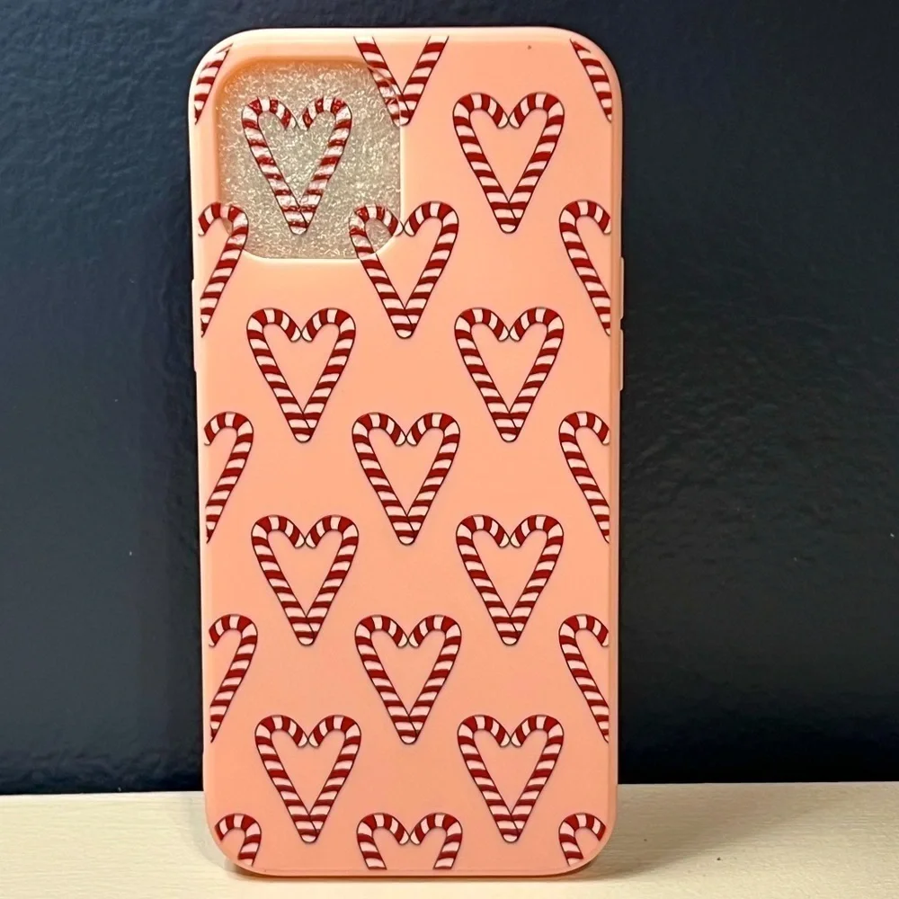 Christmas Candy Cane Heart Pink iPhone 12 Pro Max Case